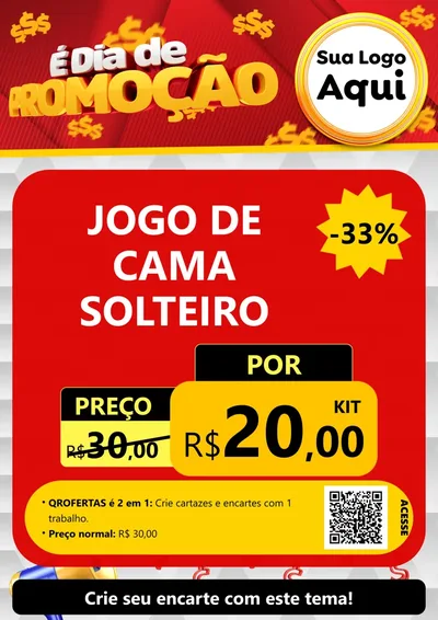 Modelo de Cartaz para Cartaz A4 Vertical com o tema É Dia De Promoção para Cama, Mesa e Banho