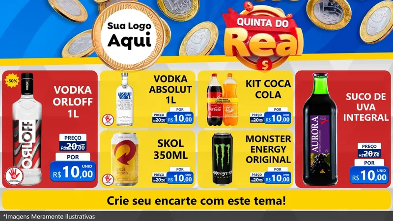 Modelo de TV para TV Horizontal com o tema Quinta do Real para Distribuidora de bebidas
