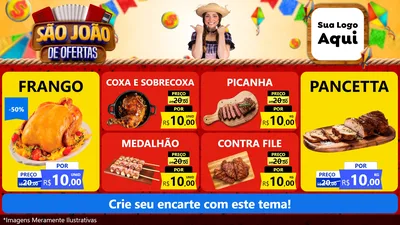 Modelo de TV para TV Horizontal com o tema São João de Ofertas para Assados