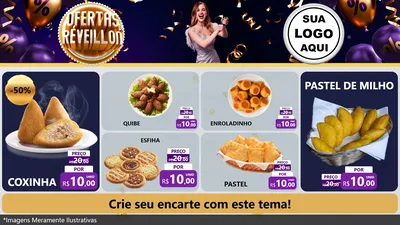Modelo de TV para TV Horizontal com o tema Ofertas de Réveillon para Salgadaria