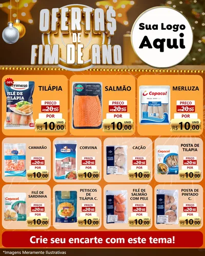 Modelo de Rede Social para Feed Instagram com o tema Ofertas de Fim de Ano para Peixaria