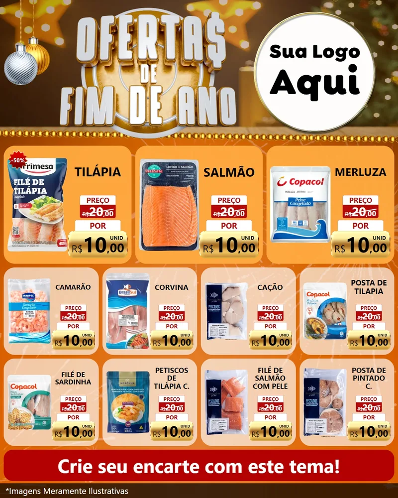 Modelo de Rede Social para Feed Instagram com o tema Ofertas de Fim de Ano para Peixaria