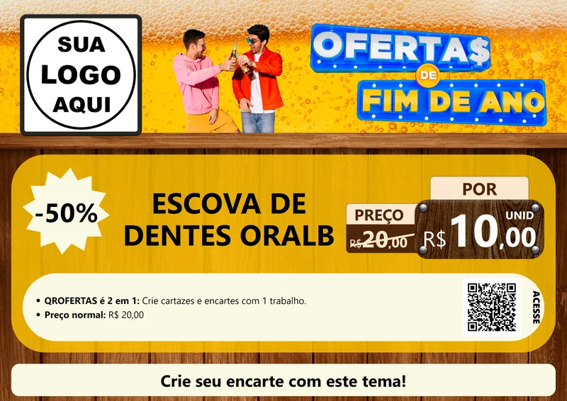 Modelo de Cartaz para Cartaz A4 Horizontal com o tema Ofertas de Fim de Ano para Higiene Pessoal