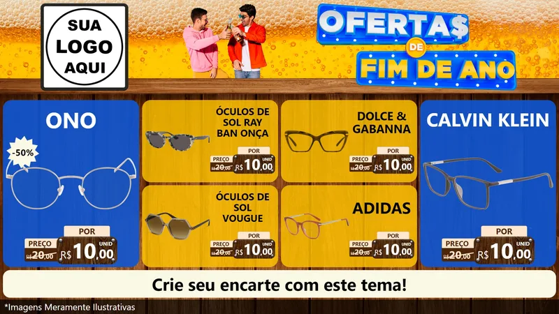 Modelo de TV para TV Horizontal com o tema Ofertas de Fim de Ano para Óticas