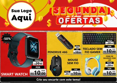 Modelo de Encarte para Encarte A4 Horizontal com o tema Segunda de Ofertas para Informática