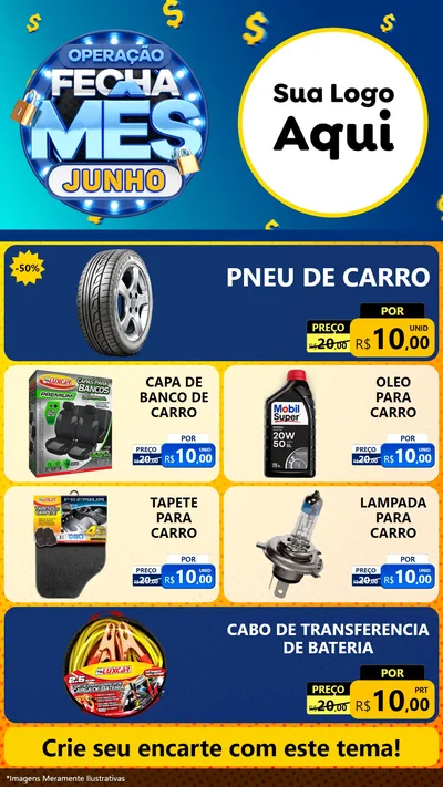 Modelo de TV para TV Vertical com o tema Operação Fecha Mês, Junho para Auto peças