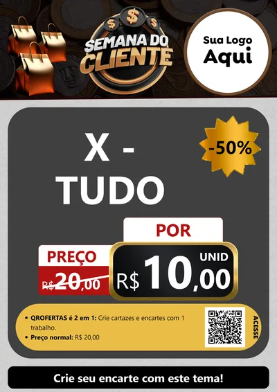 Modelo de Cartaz para Cartaz A4 Vertical com o tema Semana do Cliente para Hamburgueria