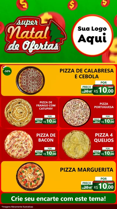 Modelo de TV para TV Vertical com o tema Super Natal de Ofertas para Pizzaria
