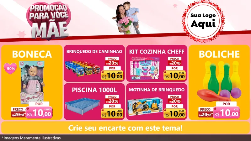 Modelo de TV para TV Horizontal com o tema Promoção Para Você Mãe para Brinquedos