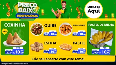 Modelo de TV para TV Horizontal com o tema Preço Baixo de Independência para Salgadaria