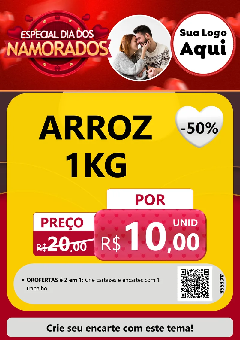 Modelo de Cartaz para Cartaz A4 Vertical com o tema Especial Dia Dos Namorados para Supermercado