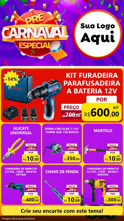 Modelo de Rede Social para Stories com o tema Pré-Carnaval Especial para Maquinas e Ferramentas