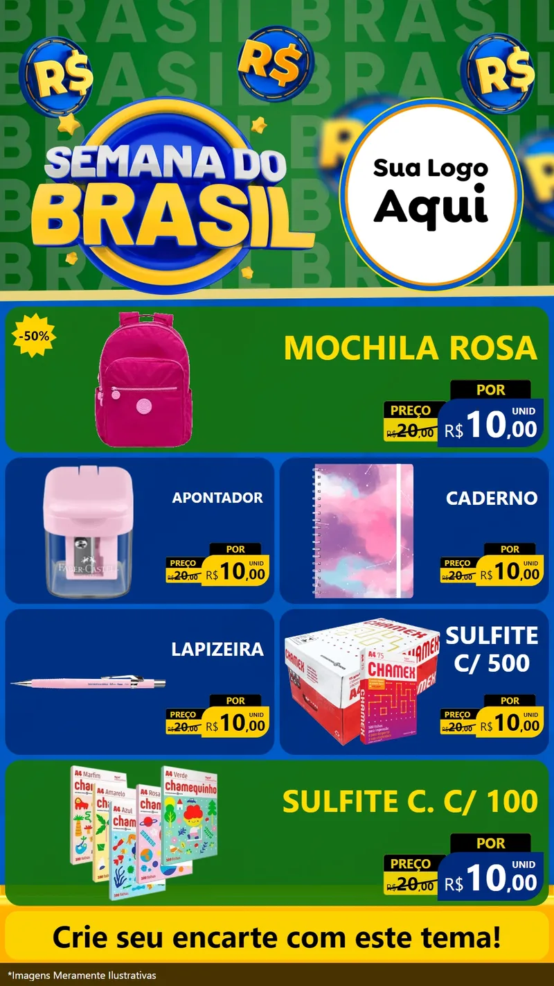 Modelo de TV para TV Vertical com o tema Semana Do Brasil para Papelaria
