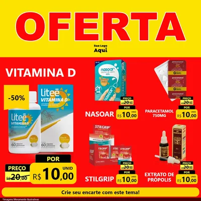 Modelo de Rede Social para Feed Facebook com o tema OFERTA - Vermelho Cartaz para Farmácia