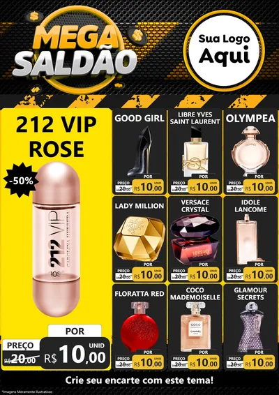 Modelo de Encarte para Encarte A4 Vertical com o tema Mega Saldão para Perfumes