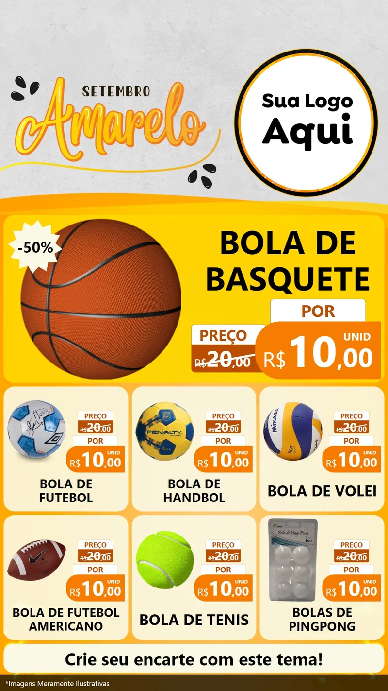 Modelo de Rede Social para Stories com o tema Setembro Amarelo para Artigos Esportivos
