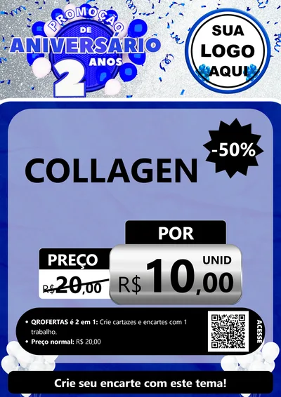 Modelo de Cartaz para Cartaz A4 Vertical com o tema Promoção de Aniversário - 2 Anos para Suplementos alimentares