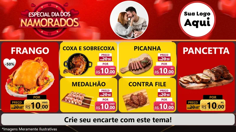 Modelo de TV para TV Horizontal com o tema Especial Dia Dos Namorados para Assados