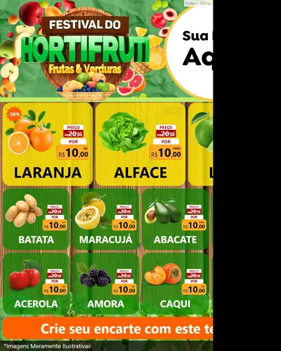 Modelo de Rede Social para Feed Instagram com o tema Festival do Hortifruti para Hortifrúti