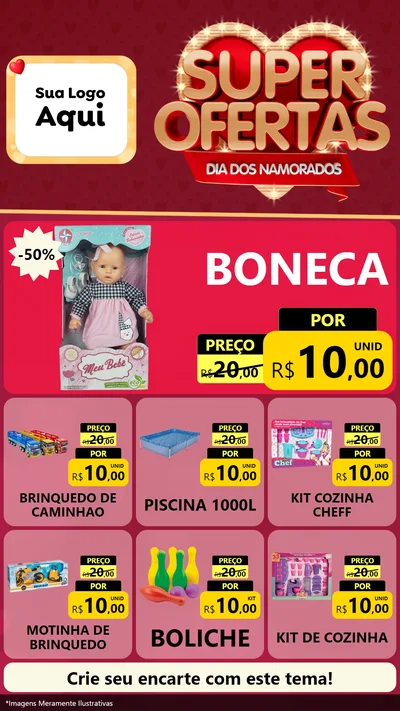 Modelo de Rede Social para Stories com o tema Dia dos Namorados para Brinquedos