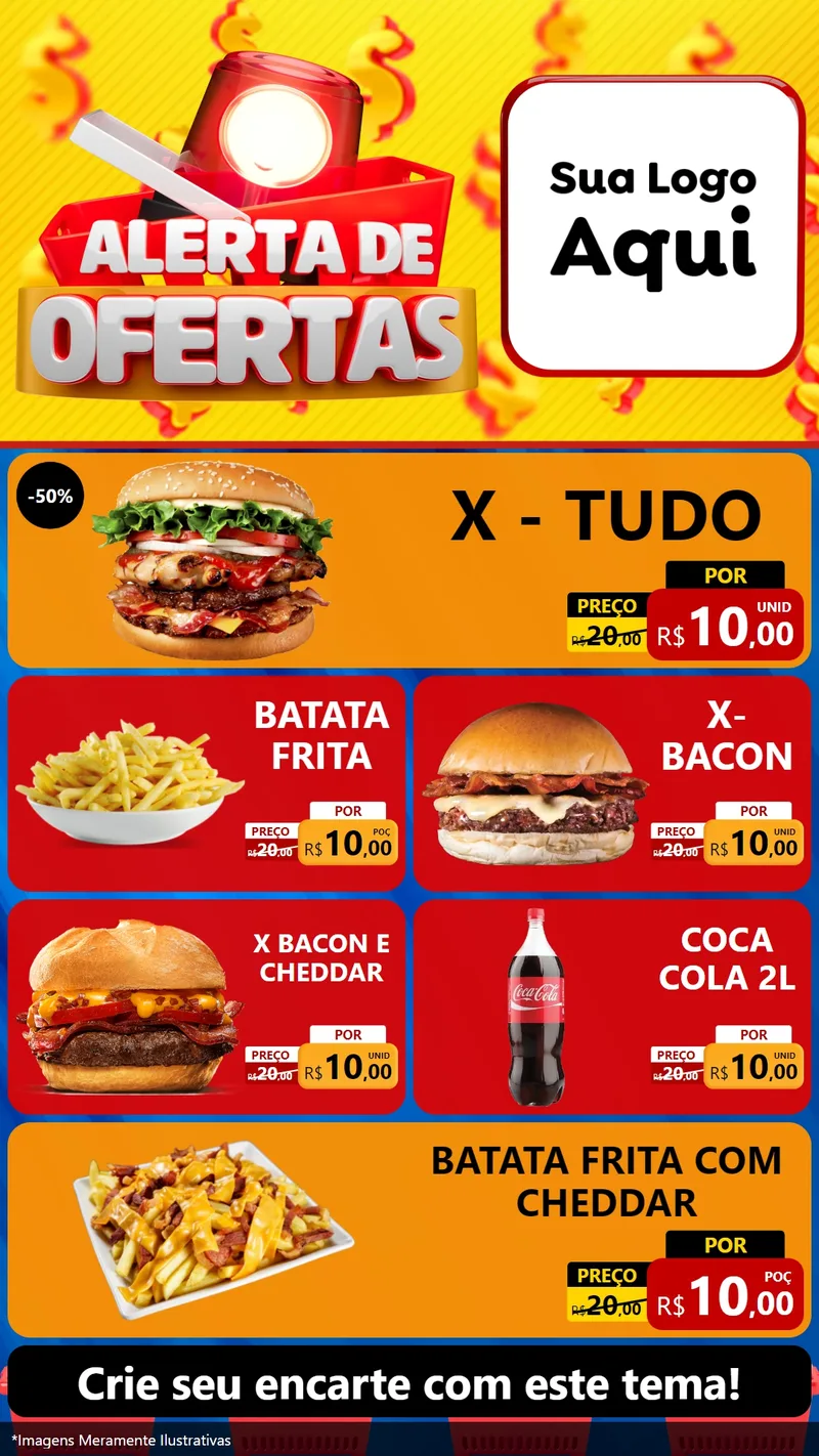 Modelo de TV para TV Vertical com o tema Alerta de Ofertas para Hamburgueria