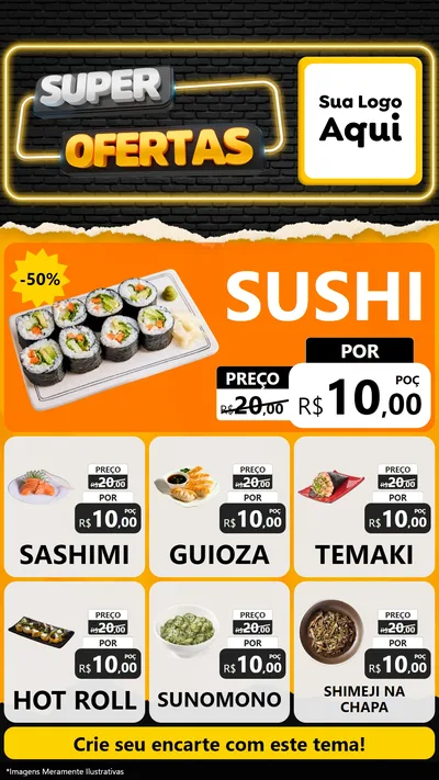 Modelo de Rede Social para Stories com o tema Super Ofertas para Comida japonesa
