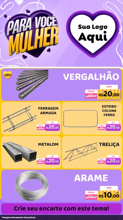 Modelo de TV para TV Vertical com o tema Para Você, Mulher para Ferragens