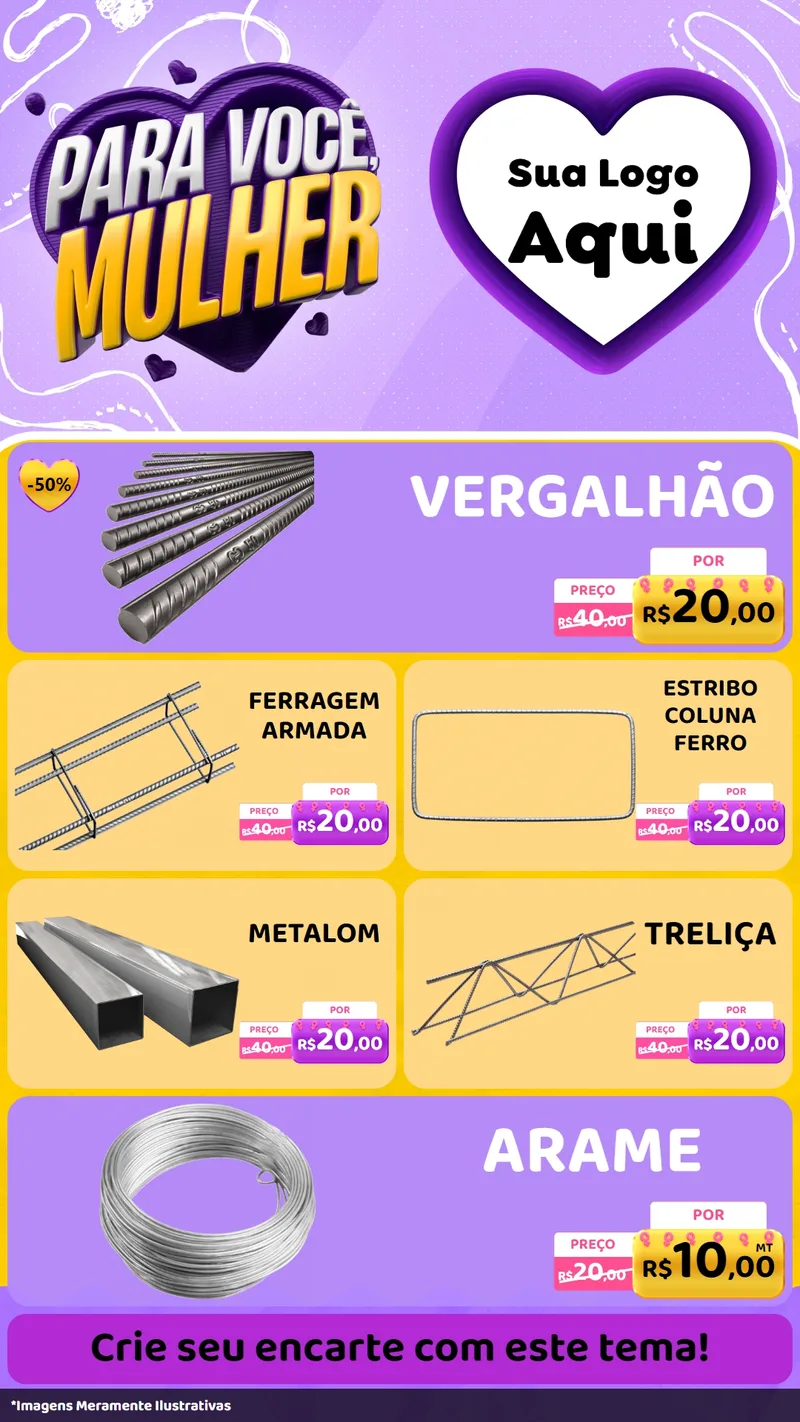 Modelo de TV para TV Vertical com o tema Para Você, Mulher para Ferragens