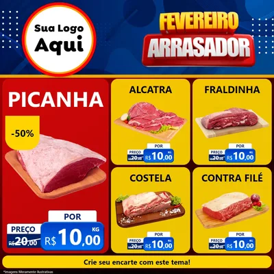 Modelo de Rede Social para Feed Facebook com o tema Fevereiro Arrasador para Açougue
