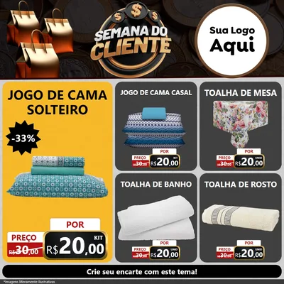 Modelo de Rede Social para Feed Facebook com o tema Semana do Cliente para Cama, Mesa e Banho