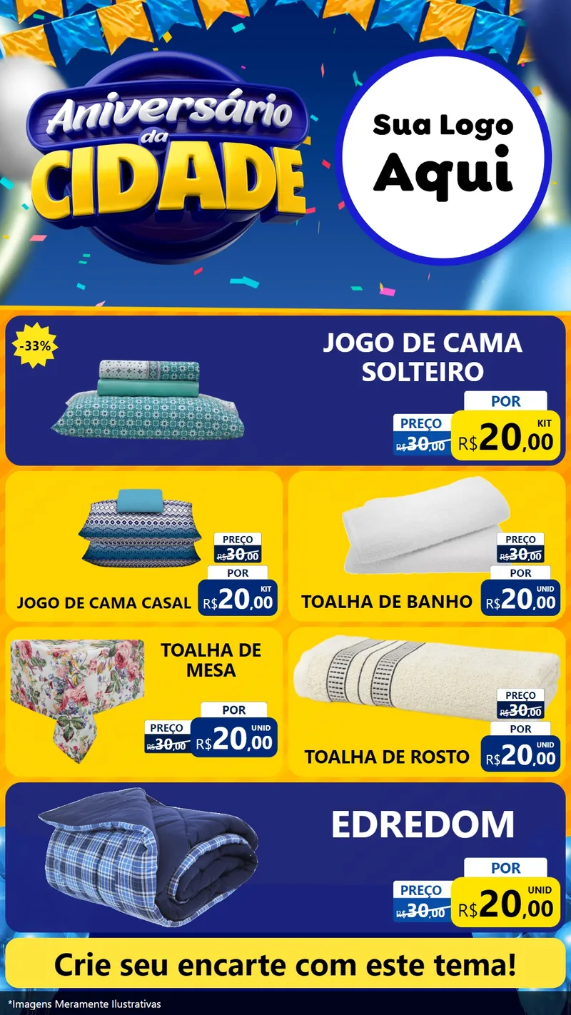 Modelo de TV para TV Vertical com o tema Aniversário da Cidade para Cama, Mesa e Banho