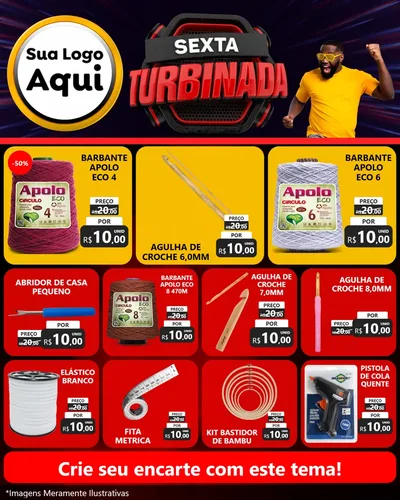 Modelo de Rede Social para Feed Instagram com o tema Sexta Turbinada para Armarinho e Aviamentos