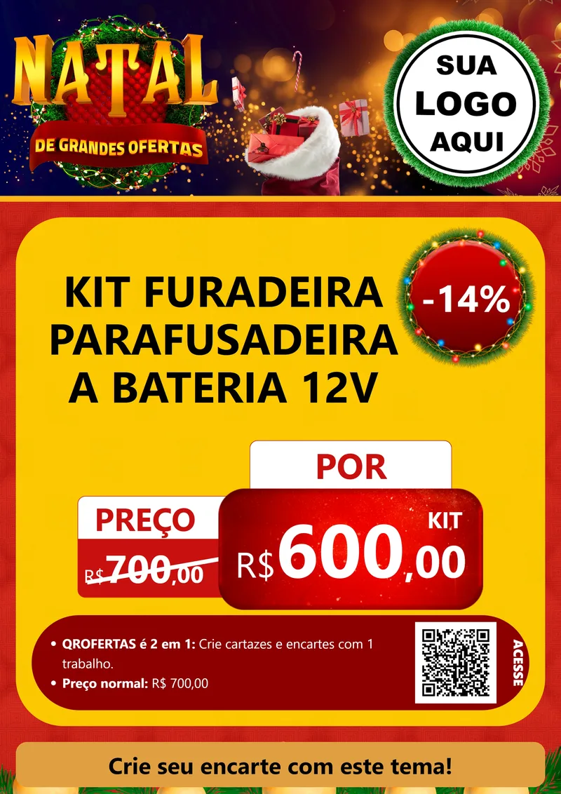Modelo de Cartaz para Cartaz A4 Vertical com o tema Natal de Grandes Ofertas para Maquinas e Ferramentas