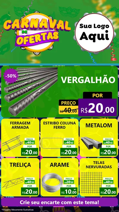 Modelo de Rede Social para Stories com o tema Carnaval de Ofertas para Ferragens