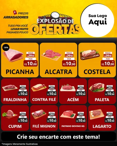 Modelo de Rede Social para Feed Instagram com o tema Explosão de Ofertas para Açougue
