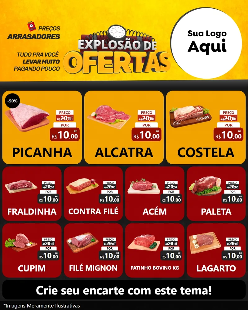 Modelo de Rede Social para Feed Instagram com o tema Explosão de Ofertas para Açougue