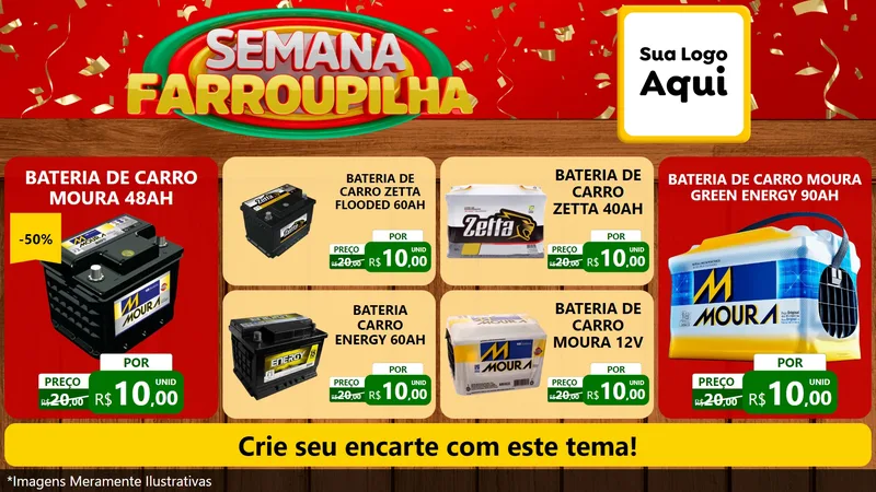 Modelo de TV para TV Horizontal com o tema Semana Farroupilha para Baterias Elétricas