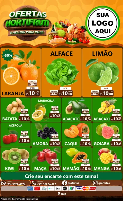 Modelo de Encarte para Encarte Grande com o tema Ofertas Hortifruti - O Melhor Para Você! para Hortifrúti