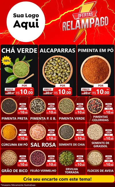 Modelo de Encarte para Encarte Grande com o tema Ofertas Relâmpago para Produtos Naturais