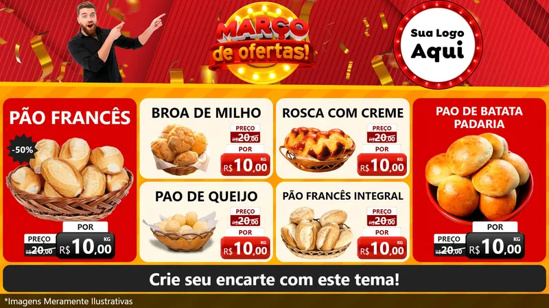 Modelo de TV para TV Horizontal com o tema Março de Ofertas! para Padaria
