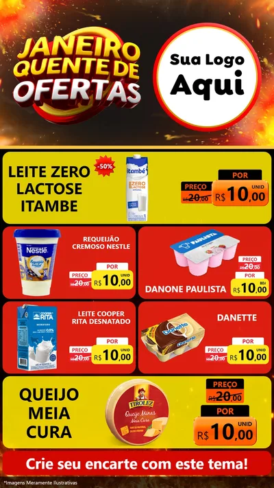 Modelo de TV para TV Vertical com o tema Janeiro Quente de Ofertas para Frios e Laticínios