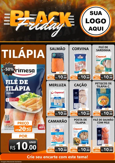 Modelo de Encarte para Encarte A4 Vertical com o tema Black Friday para Peixaria
