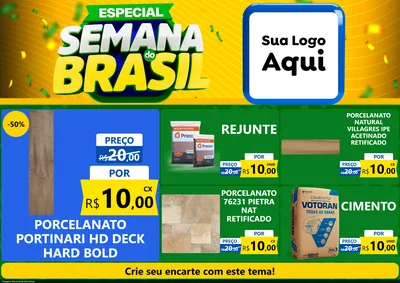 Modelo de Encarte para Encarte A4 Horizontal com o tema Especial Semana do Brasil para Pisos e revestimentos