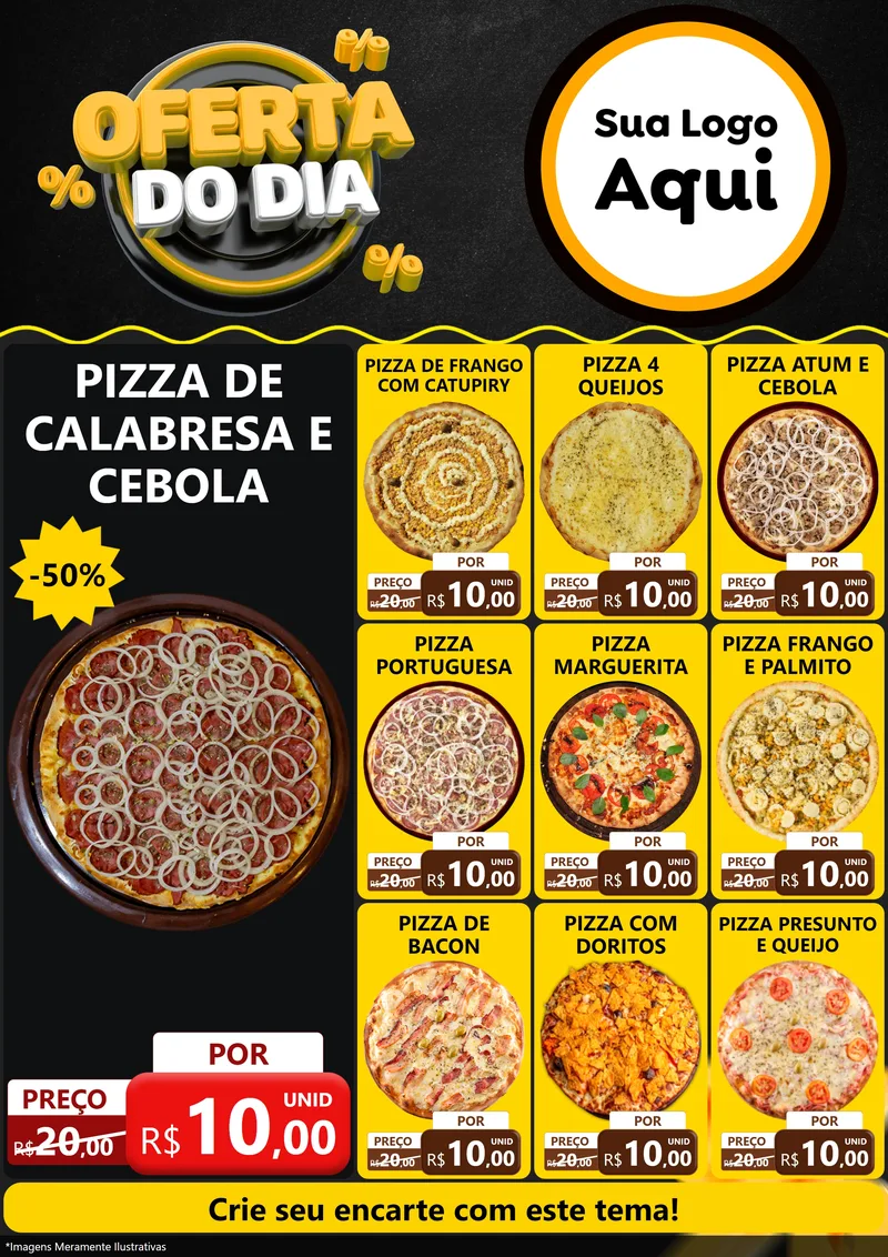 Modelo de Encarte para Encarte A4 Vertical com o tema Oferta Do Dia para Pizzaria