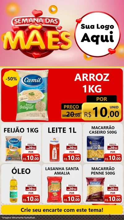 Modelo de Rede Social para Stories com o tema Semana das Mães para Supermercado