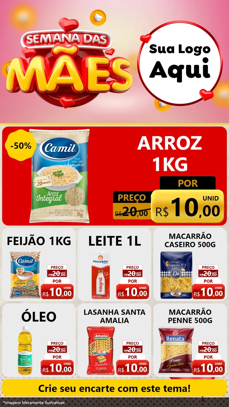 Modelo de Rede Social para Stories com o tema Semana das Mães para Supermercado