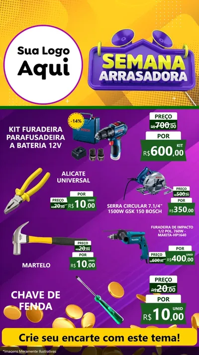 Modelo de TV para TV Vertical com o tema Semana Arrasadora para Maquinas e Ferramentas