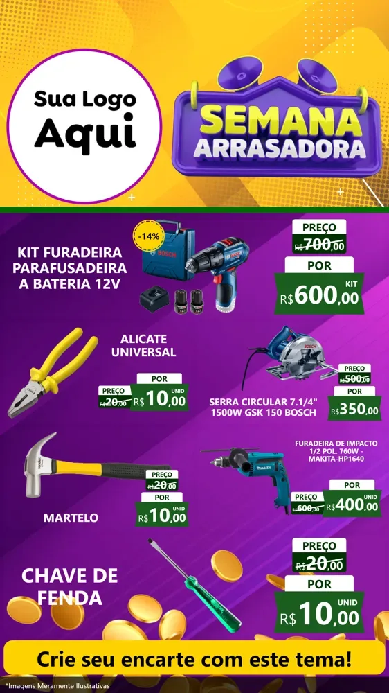 Modelo de TV para TV Vertical com o tema Semana Arrasadora para Maquinas e Ferramentas