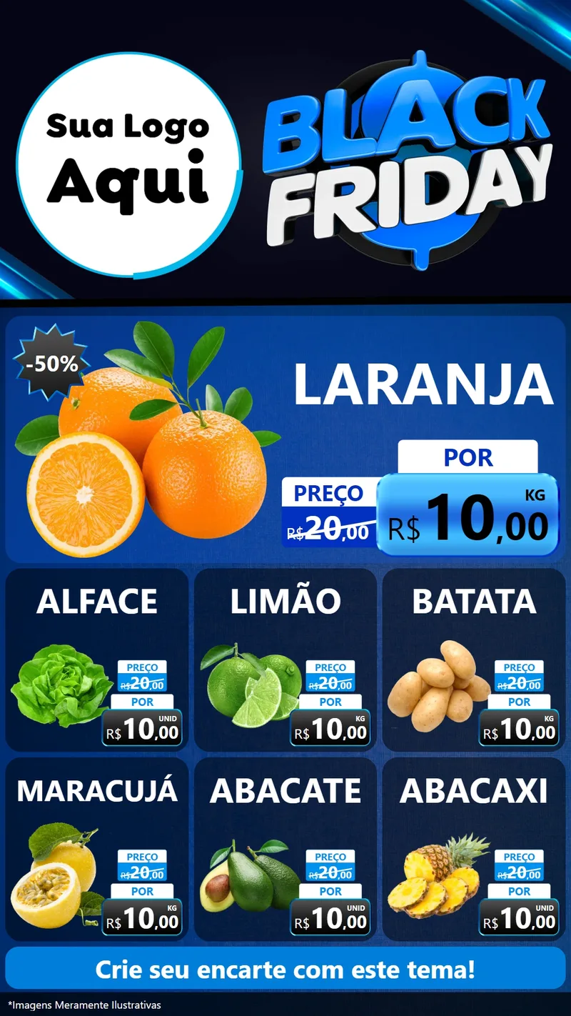 Modelo de Rede Social para Stories com o tema Black Friday para Hortifrúti