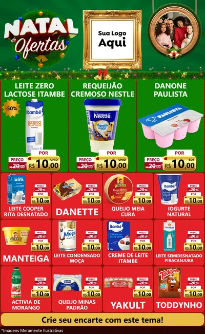 Modelo de Encarte para Encarte Grande com o tema Natal de Ofertas para Frios e Laticínios